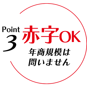 Point3. 赤字OK！年商規模は問いません